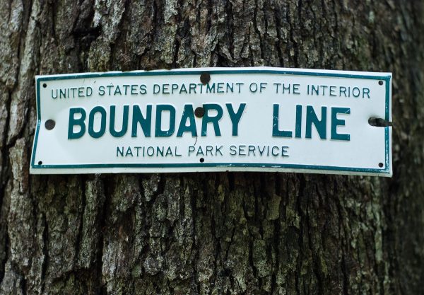 boundary line sign in national park service